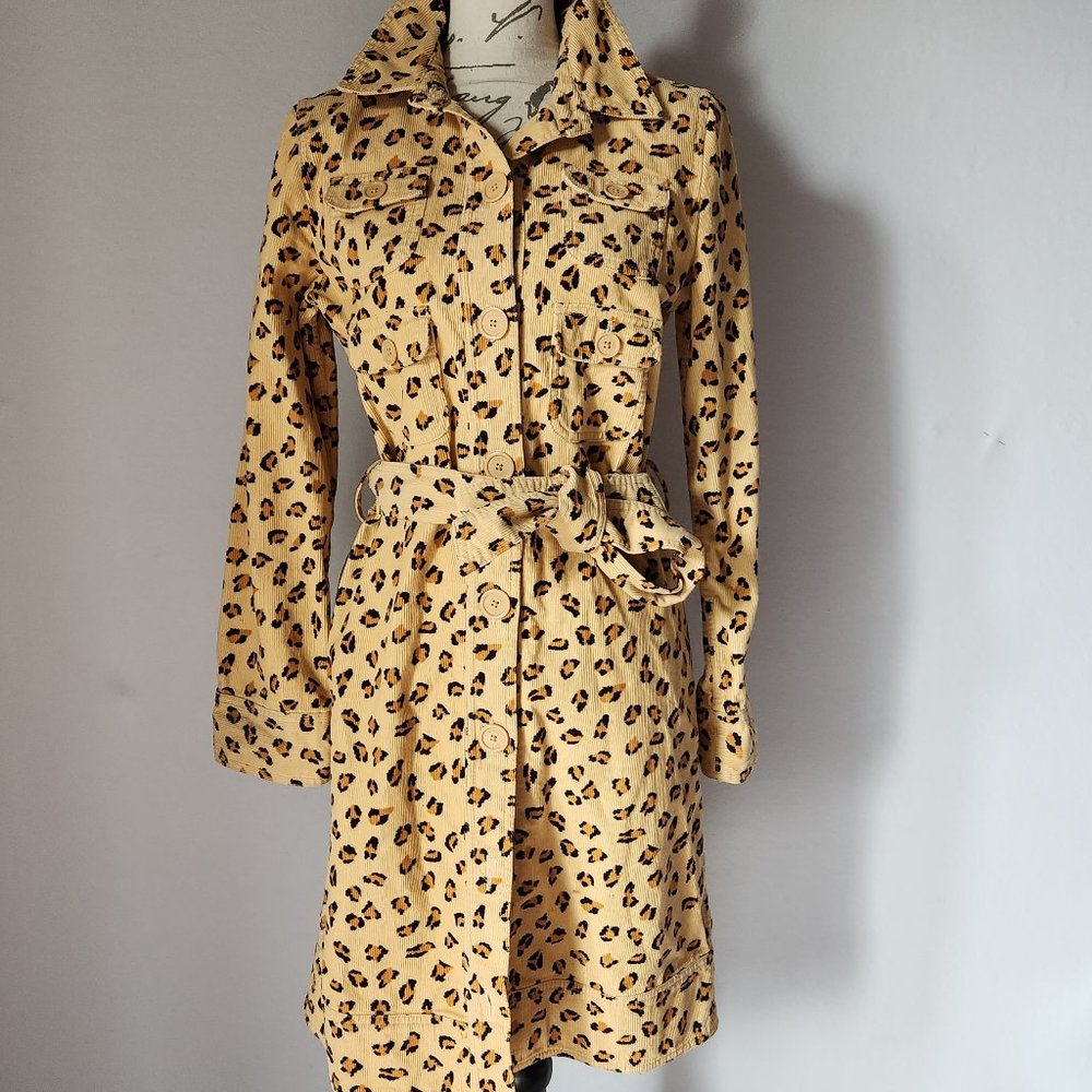 Vintage Y2K Marc Jabobs Corduroy Leopard Belted Shirt Dress/Trench Coat